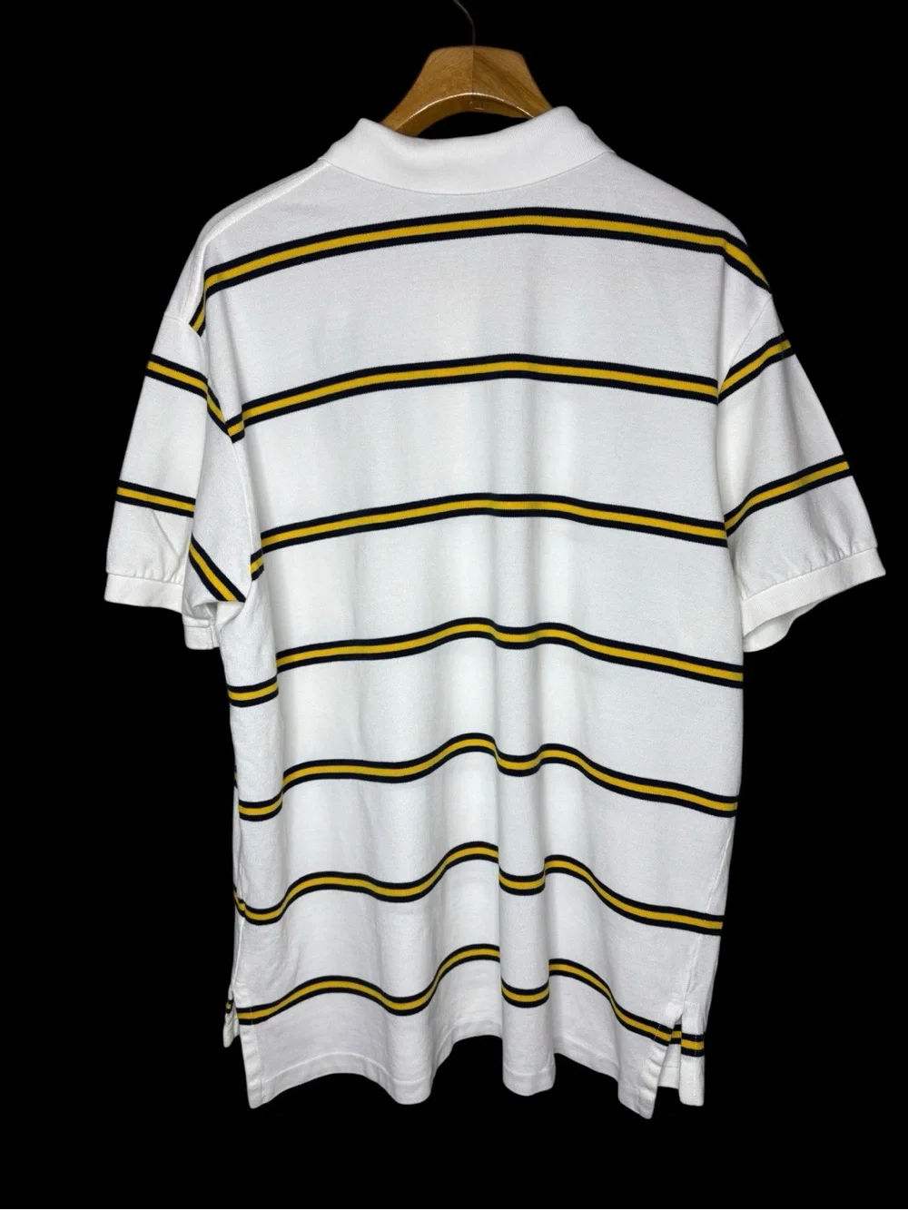 Ralph Lauren Mens Preppy Short Sleeve Polo Shirt Size XL White Striped Hi Lo